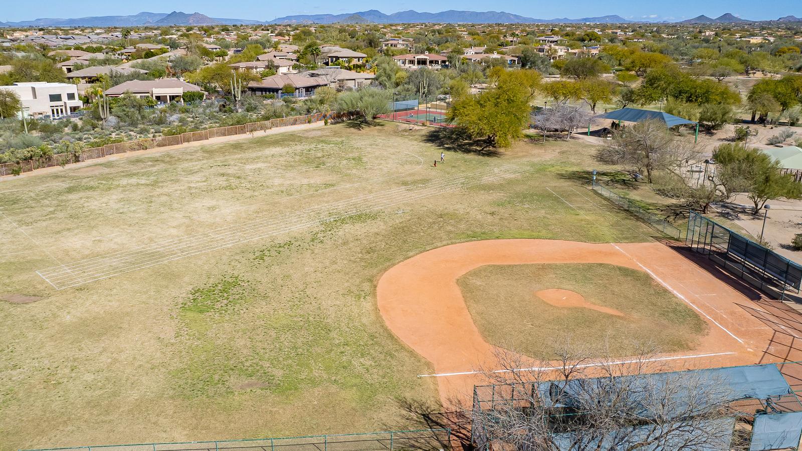Aerial view of homes and desert near Pinnacle Peak Country Club, Scottsdale