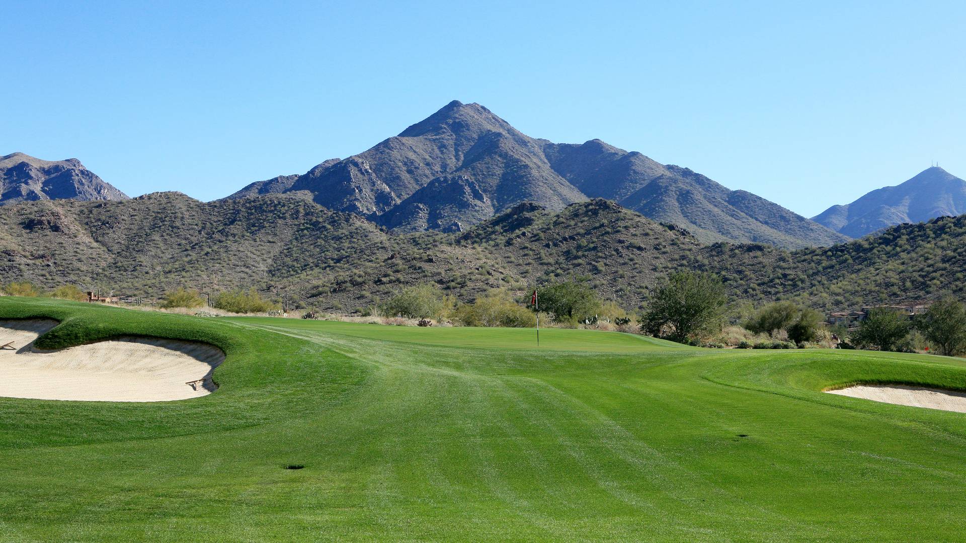 Silverleaf golf course fairway below the McDowell Mountains in Scottsdale