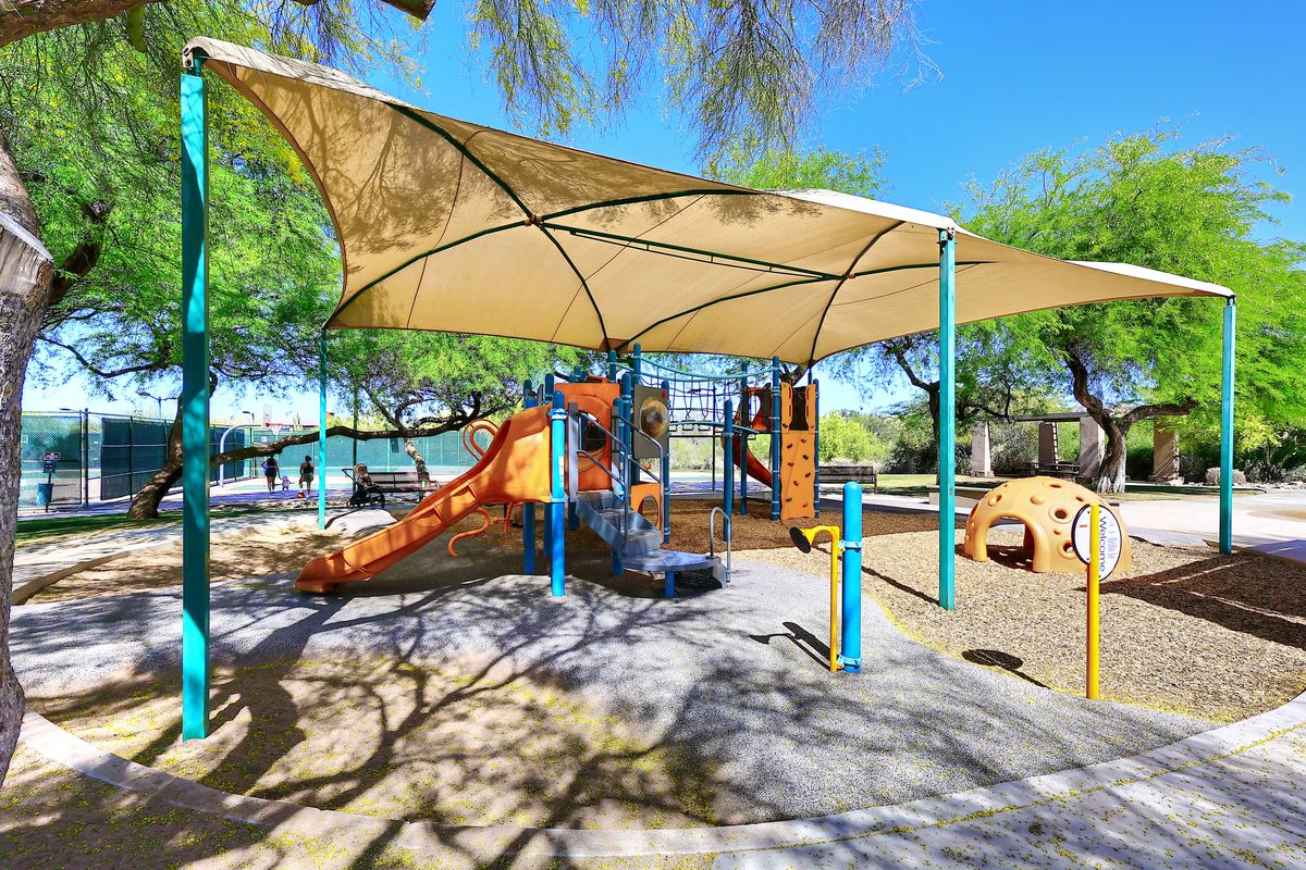 Shaded playground at the McDowell Mountain Ranch community park, Scottsdale