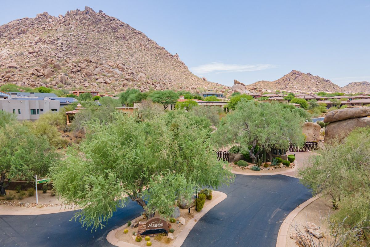 Desert landscape and mountain view in the Troon foothills, north Scottsdale