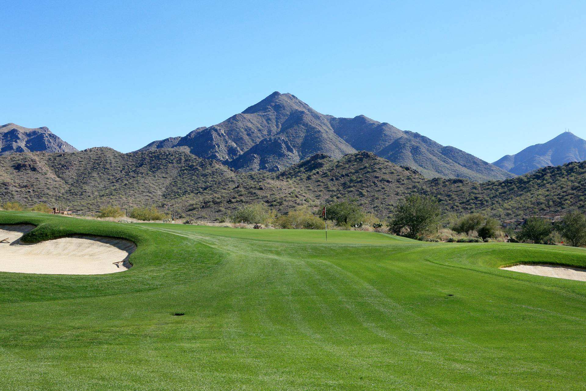 Silverleaf golf course fairway below the McDowell Mountains in Scottsdale