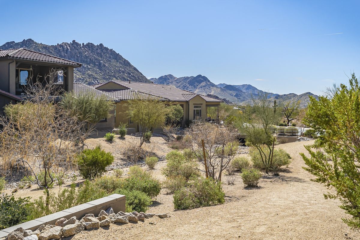 Desert path and mountain view in the Troon area of north Scottsdale